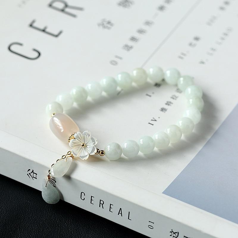 Shell flower jade water drop bracelet, for  her