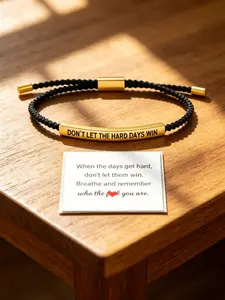 Engraved Inspirational Bracelet Dont Let The Hard Days Win Bracelet Adjustable Handmade Braided Bracelet Stainless Steel Tube Engraved Inspirational Bracelet for Women Men Inspirational Jewelry Gifts