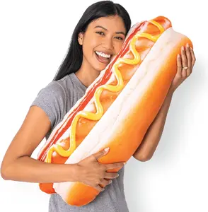 Much Comfort 22" 3D Hot Dog Pillow – Soft Hot Dog-Shaped Cushion for Bed, Couch & Kawaii Room Decor | Soft & Ultra Premium Fabric Pillow for Home Decor | Funny Food Gift for Kids & Teens | Body Cushion for Home Decor & Gift for Meat Lovers