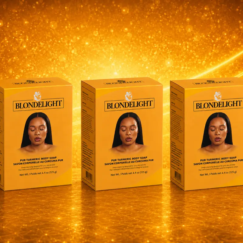 BLONDELIGHT Pure Turmeric Solid Bar Soap (3 Pack, 4.4 oz Each) - Adults' Daily Face & Body Cleansing Soap, Turmeric Cleanse Refreshing Shower Product