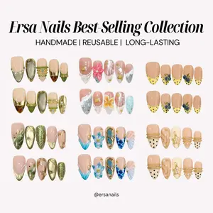 ErsaNails BEST-SELLING Collection – Handmade Press-On Nails 10PCS | Acrylic, Reusable, Salon-Quality, Long-Lasting, Glossy Design
