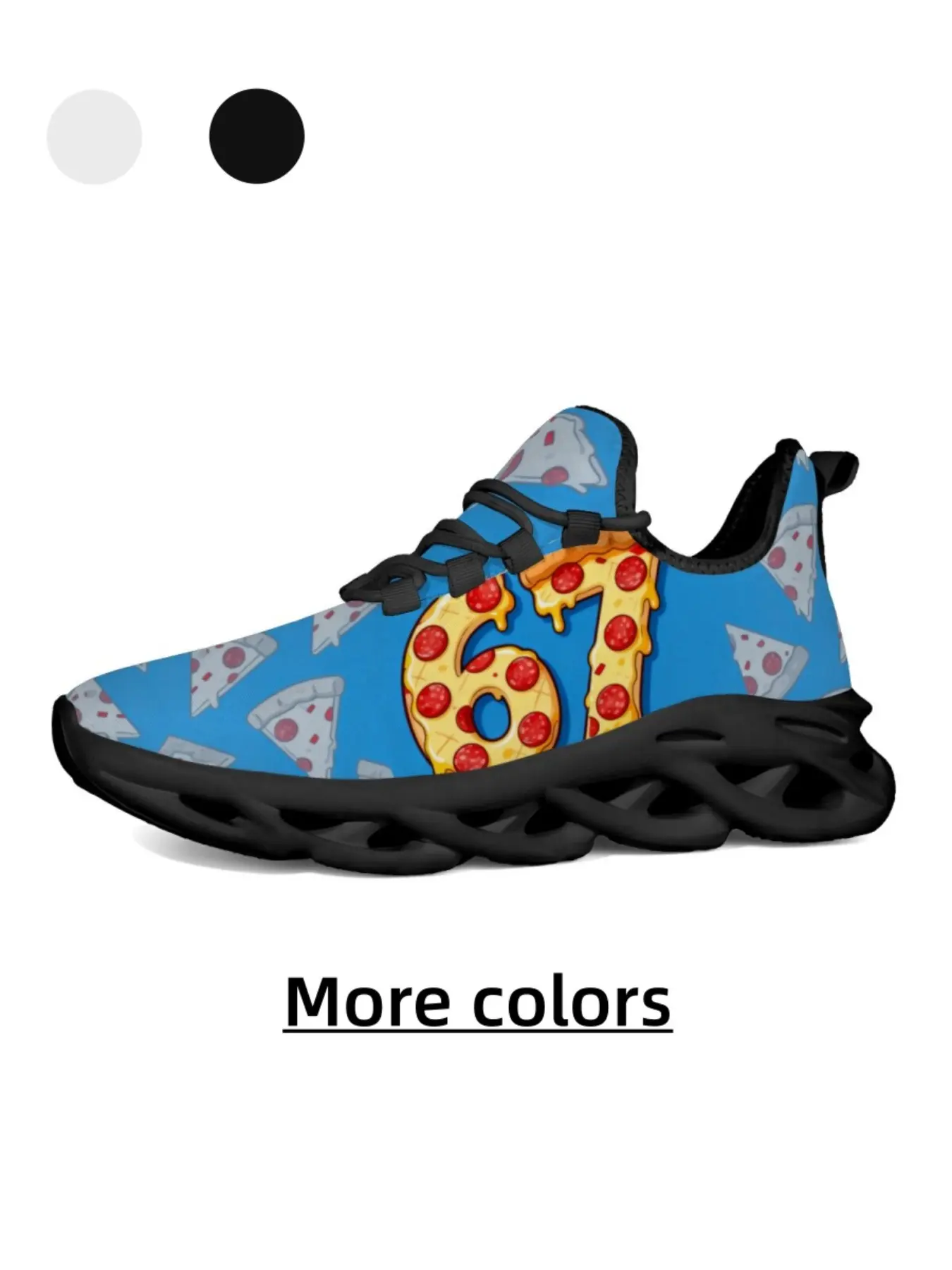 Cartoon Pizza Number 67 Print Sneakers, Casual All-Season Footwear, Breathable, Lightweight and Durable, Ideal for Daily Wear and School, Sports Shoes