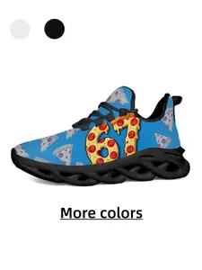 Cartoon Pizza Number 67 Print Sneakers, Casual All-Season Footwear, Breathable and Durable, Ideal for Daily Wear and School
