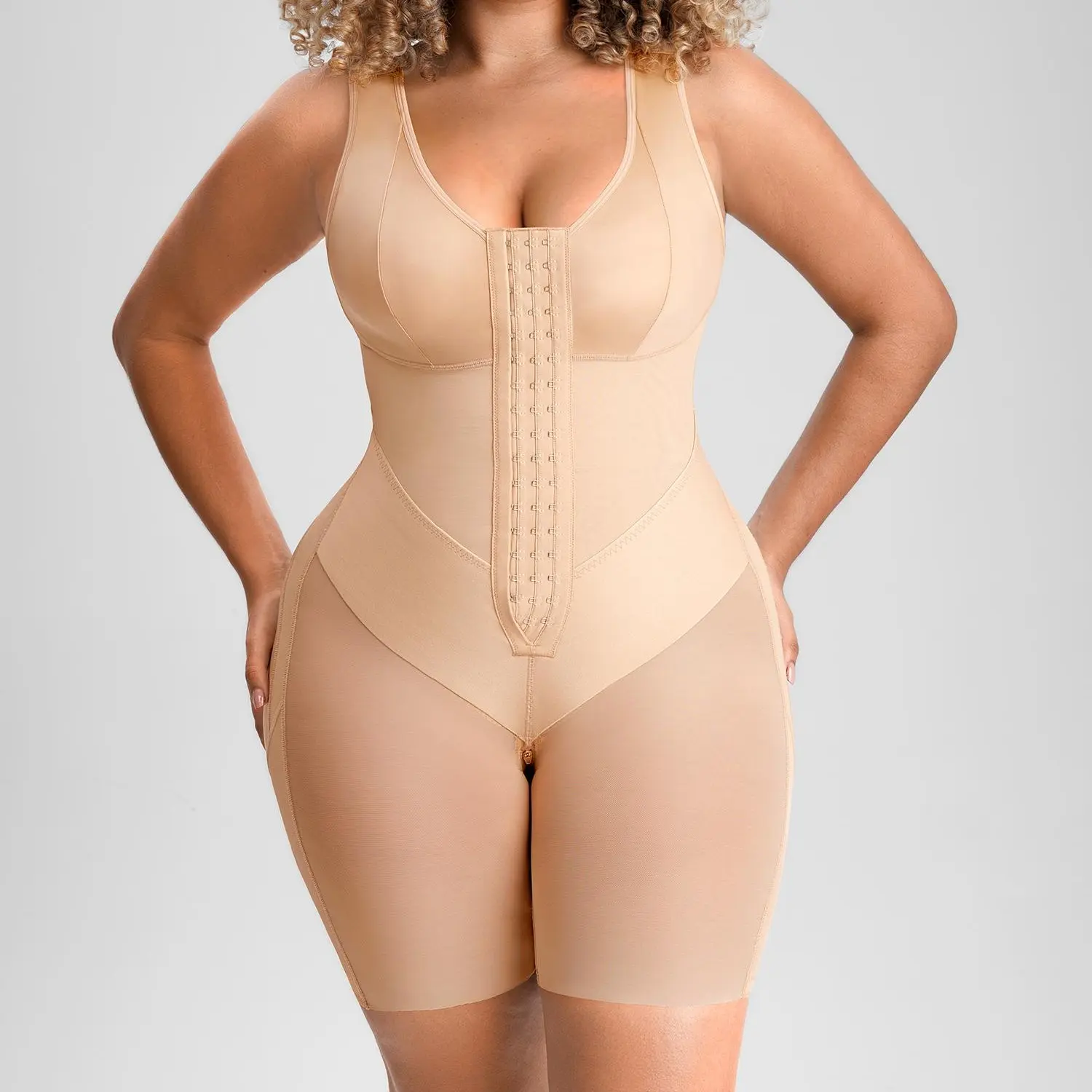FeelinGirl #live FeelVibe Overbust Fajas 3-Front Hook Body Shaper For Women Tummy Control Butt Lifter With Adjustable Straps