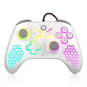 Wired PC Gaming Controller Compatible with Steam(Black Myth:Wukong)/Window PC/, Switch Pro Gaming Controller Gamepad Joystick with Dual-Vibration, Turbo,Macros and Screenshot(White)