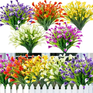 UV Resistant Artificial Calla Lily Flower, 20 Bundles/Set Faux Flower Arrangement Total 400 Flower Heads Artificial Bouquet Synthetic Decorative Lifelike Artificial Flower for Home Party Festival, Mixed Colorful Fake Flower Memorial Day Cemetery Flowers