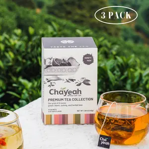 CHAYEAH, Premium Tea Collection, 8 Flavors Variety Pack, Green, Black, Oolong, Pu’erh & Herbal Tea Sampler, Caffeinated and Non-Caffeinated, Natural and Sugar Free, Healthy Beverage