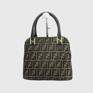 Pre-owned FENDI Canvas & Leather Shoulder Bags FF Zucca Canvas Dome Shoulder Bag