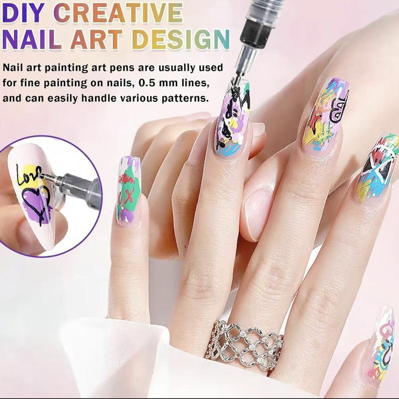 Acrylic Paint Pen for Nail Painting, 1 Box DIYQuick Drying Dot Flower Hook Pen, Daily Use NailArt Marker Pen, Manicure Tool for Women & Girls