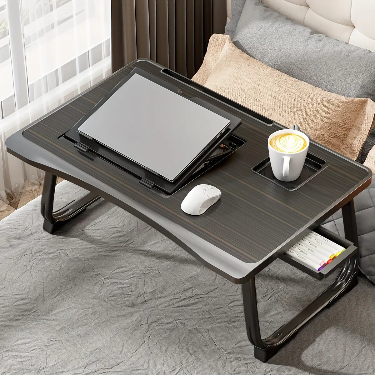 Laptop Desk, Bed Desk, Foldable Laptop Stand, Six Level Lifting Desktop, Sofa Computer Desk/Student Study Desk/Office Desk/Lazy Desk/Bedside Desk/Multifunctional Desk