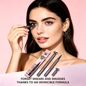Waterproof Liquid Eye Liner, Stay All Day Makeup with Fine Brush Tip Lasting Satin Finish, Smudge-Proof & Transfer-Resistant Holographic brand eyebrowtint sample products free love gift