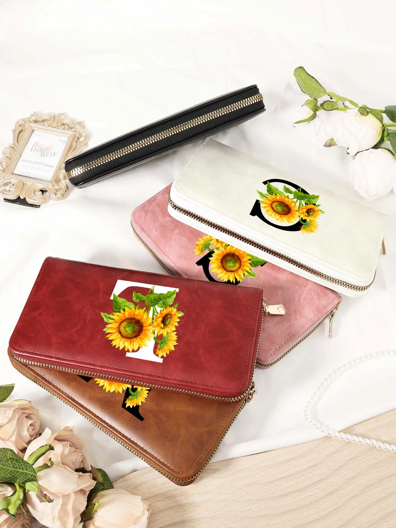 Women's Sunflower Pattern Long Wallet, Fashionable Multi Card Slot Wallet, Casual Trendy Versatile High-quality Daily Wallet for Women