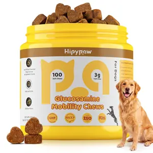 Hipypaw Hip & Joint Mobility Bites for Dogs Natural Joint Health Supplement with Glucosamine & Chondroitin, MSM & Omega-3 Soft Chewsz