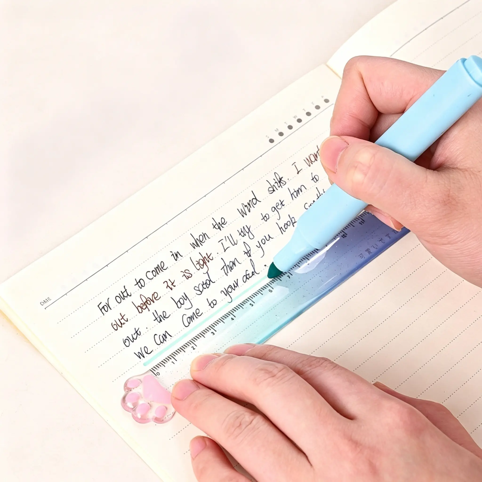 1/3pcs 15cm/5.9in gradient color cat paw ruler, clear markings, essential stationery for office and study