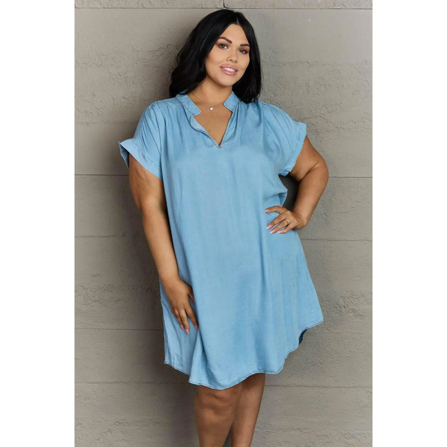 GeeGee Cozy Cuddles Full Size Denim Dress