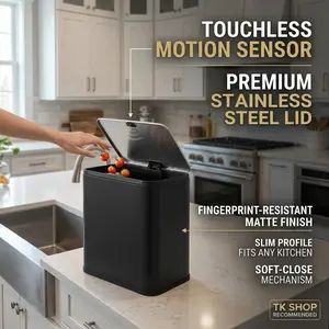 Garvee 1.3 Gallon Stainless Steel Hanging Trash Can 5L Kitchen Compost Bin With Lid Inner Bucket And Charcoal Filter For Countertop Under Sink