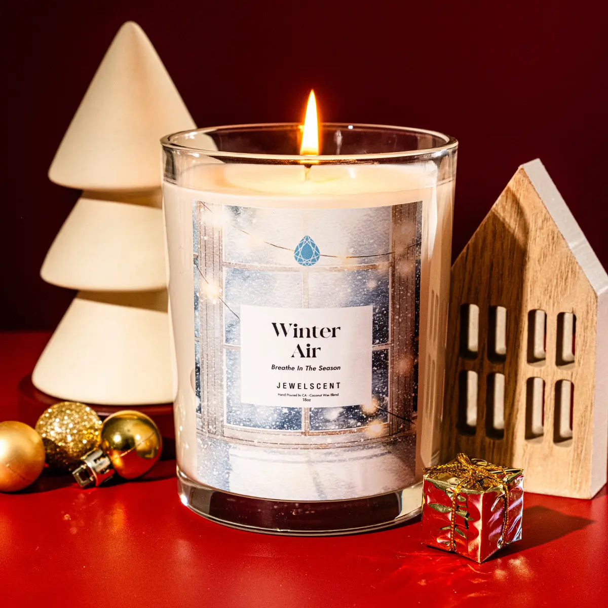 18oz Winter Air Scented Mystery Jewelry Candle - Coconut Wax Plant-Based, Vanilla-Fragranced Coconut-Eucalyptus-Peppermint Mix, Home Decor for Casual, Everyday, Easter, Celebration Use, Engagement Gift Option