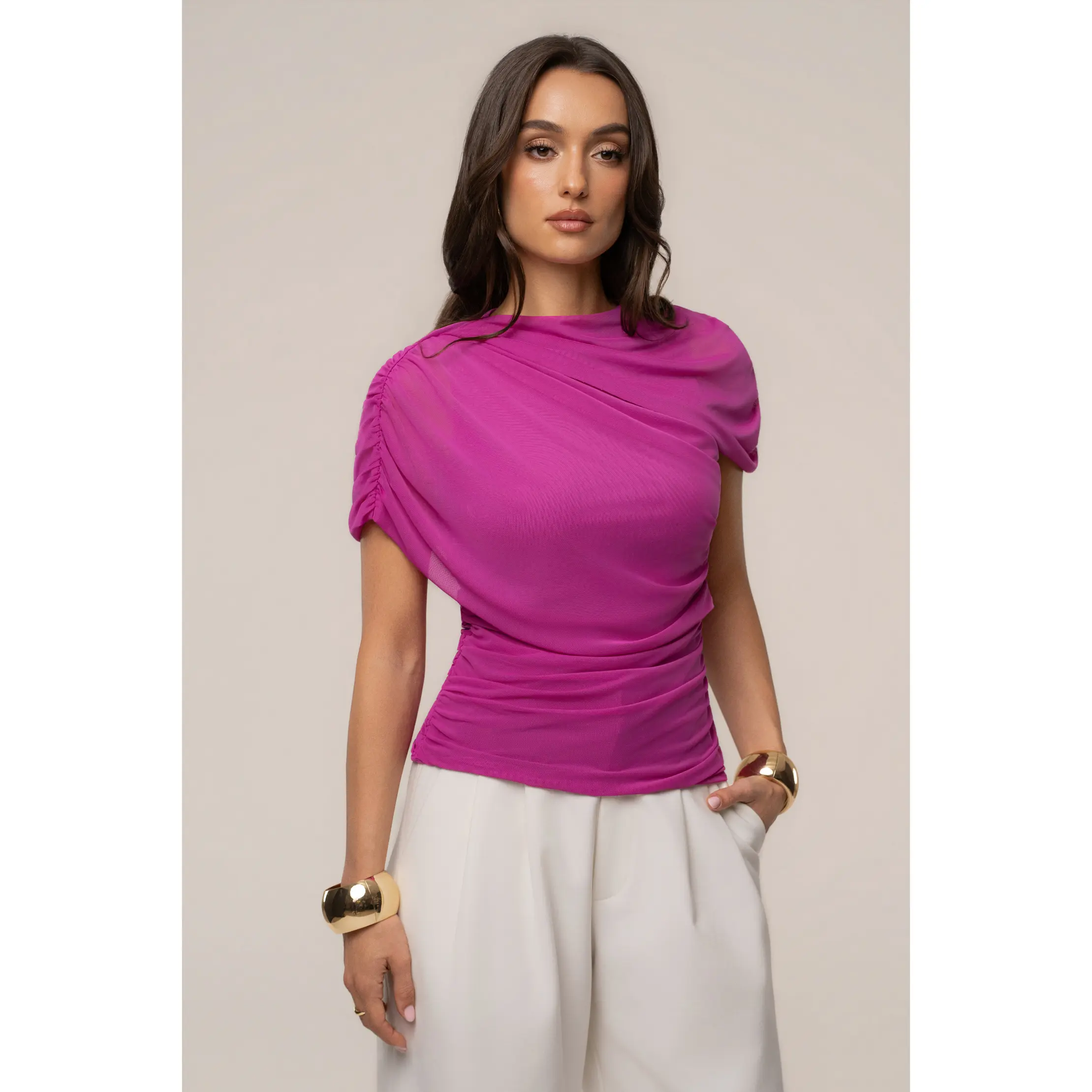 Magenta Marcella Ruched Top