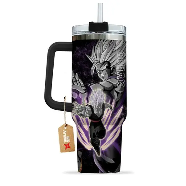 STORMMECH2 - 40oz Gohan#1 Insulated Portable Beverage Flask - Double-Wall Vacuum Stainless Steel, Cartoon Design, Washable Leakproof Straw Lid with Black Cap & Handle, 12H Hot/24H Cold Retention, Valentine Gift Drinkware, Flasks