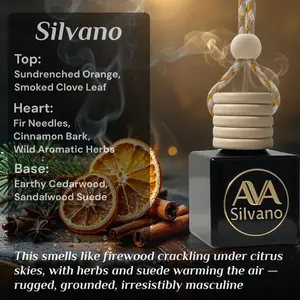 Aromaginarium Silvano Car Air Freshener with Rum, Fir & Smoked Cedar – Hanging Car Diffuser, Premium Oil, Handmade, Made in USA