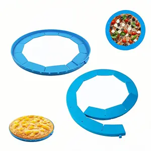 Adjustable Silicone Pie Crust Shield | 8.7-11.4" Reusable Baking Guard | Prevents Burnt Edges, Food Grade Silicone Cover for Pies/Tarts/Quiche/Pizza | 2-Pack | Oven/Microwave/Dishwasher Safe (Blue)