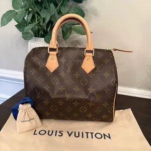 Pre-owned Louis Vuitton Canvas Tote Bags Monogram Speedy 25 Microchipped