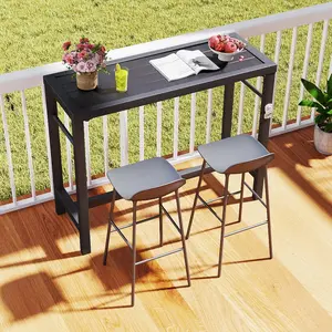 Waterproof Bar Height Table with Bottle Opener，Rectangular Pub Table, High Top Coffee Table,Small Entryway, Dining Room, Kitchen Table ,Weather Resistant,sofa table,Pool Deck, Lawn, Courtyard