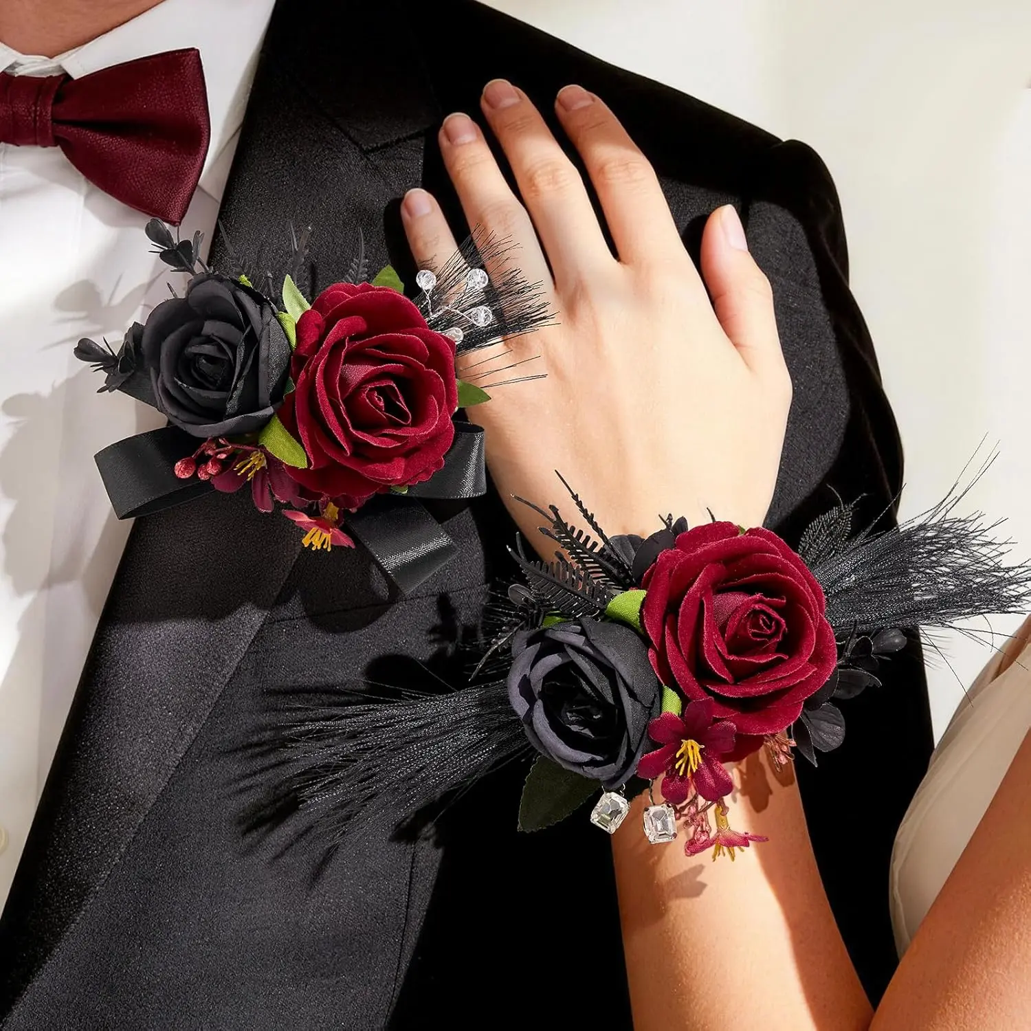 open lace back dress BUNDLE* Boutonniere & Wrist Corsage – The Village Green Flower Shop main image 0