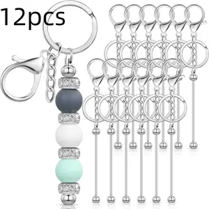 Colorful Beaded Keychain Kit, Keychain Set, DIY Keychain Pendant Making Material, Blank Keychain for Home, Friend, Colleague, Perfect Handmade Keychain Gift