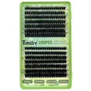 Volume Lash Clusters 8-16mm Thick Cluster Eyelash Extension 60D+80D Eyelash Clusters 280pcs Super Soft Individual Lashes Plant Fibres Wispy False Eyelashes DIY Lash Extension