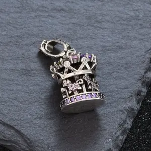 Luxury Colorful Zircon Carousel-Shaped Pendant Necklace for Women - Fashionable Jewelry Piece with Elegant Design