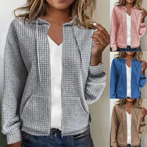 2024 Fashion Cross-Border Women's Clothing Independent Station Zipper Hooded Cardigan Long Sleeve Sweatshirt Jacket Womenswear Chiffon Domestic Dress