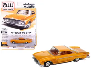 1961 Dodge Dart Phoenix Lowrider Mango Smoothie Metallic with Graphics and Orange Interior 1/64 Diecast Model Cars by Auto World