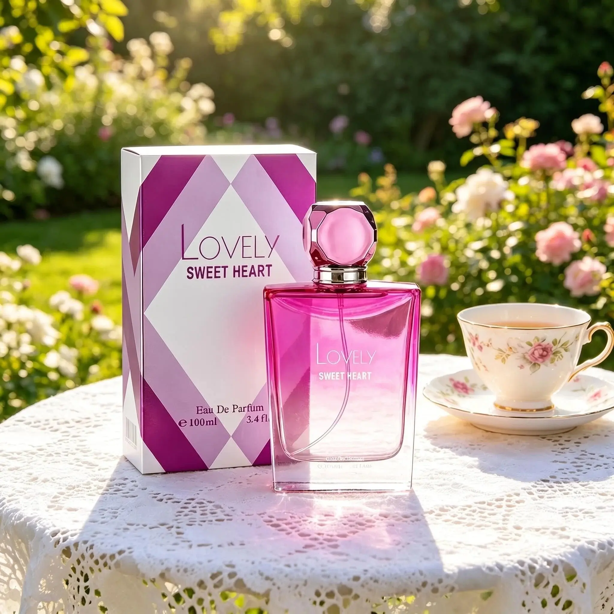LOVELY SWEET HEART Unisex Eau de Parfum 100ml (3.4 fl.oz), Fruity Floral Long Lasting Fragrance for Women and Men, Featuring Lychee Peach Jasmine Lily & Warm Amber Musk, Elegant Cozy Romantic Scent, Perfect Gift for Her, perfume para hombres