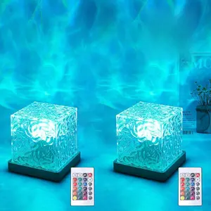 2pcs Ocean Wave Projector Light, 16 Colors Gradual Rotating Water Lamp with Remote Control, Beach Decor Sea Themed Northern Lights Projector for Office Bedroom Bar Restaurant