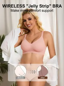 1 piece, Smooth Jelly Women's Underwear, Supportive Bra, Daily Casual Wear, Comfortable Skin-Fitting Breathable, With Cup Padding and Snap Fastening, Shaping and Gathering Yoga and Sports Back Support, Without Underwire