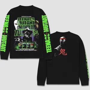 TMNT 1990 Movie Shredder Graphic Long Sleeve Shirt - Gildan Cotton Retro Ninja Turtles Tee - The Outside World Rejects You Merch - Classic Fit Heavyweight Top for Fans