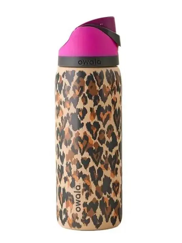 [Edition 2026] Owala Wild At Heart 32oz FreeSip Water Bottle Leopard Print Insulated Leakproof Travel Tumbler
