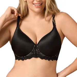 Women's Plus Size Modest Push-Up Bra - Unlined, Full Coverage, Soft Plain Lace, Slight Support, Racerback Under Band, Comfortable Fit, Hand Wash Only, for Everyday & Bridal Wear