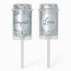 Silver "Congrats Love" Metallic Confetti Poppers - 2 Pack