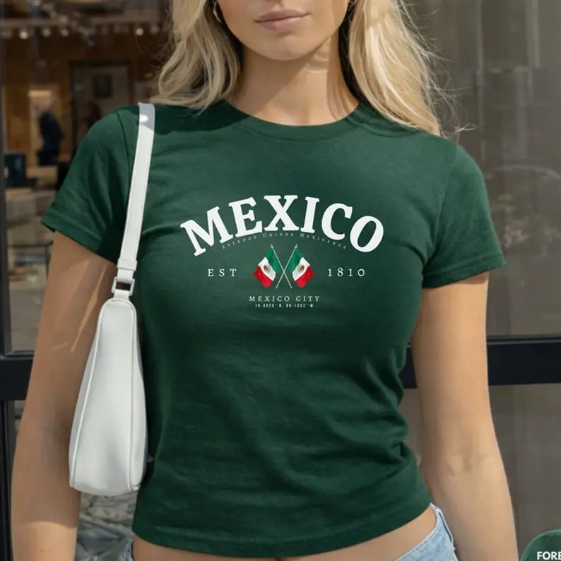 Mexico Baby Tee, Mexico Flag Shirt WC 2026 Style Made Y2k Cotton