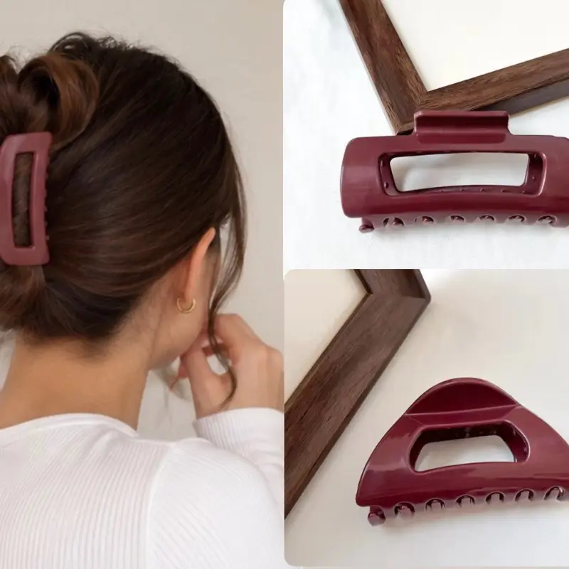Silicon Claw Clips, 2-Pack Red Hair Clips for Thick Hair, Non-Slip Styling Accessories