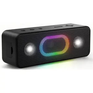 Speaker,  Portable Outdoor Speakers, Bold Sound and Ambient Light, IPX6 , 24H Playtime, TWS Pairing, Built-in Mic, /Travel/Beach Essential, Birthday , Black
