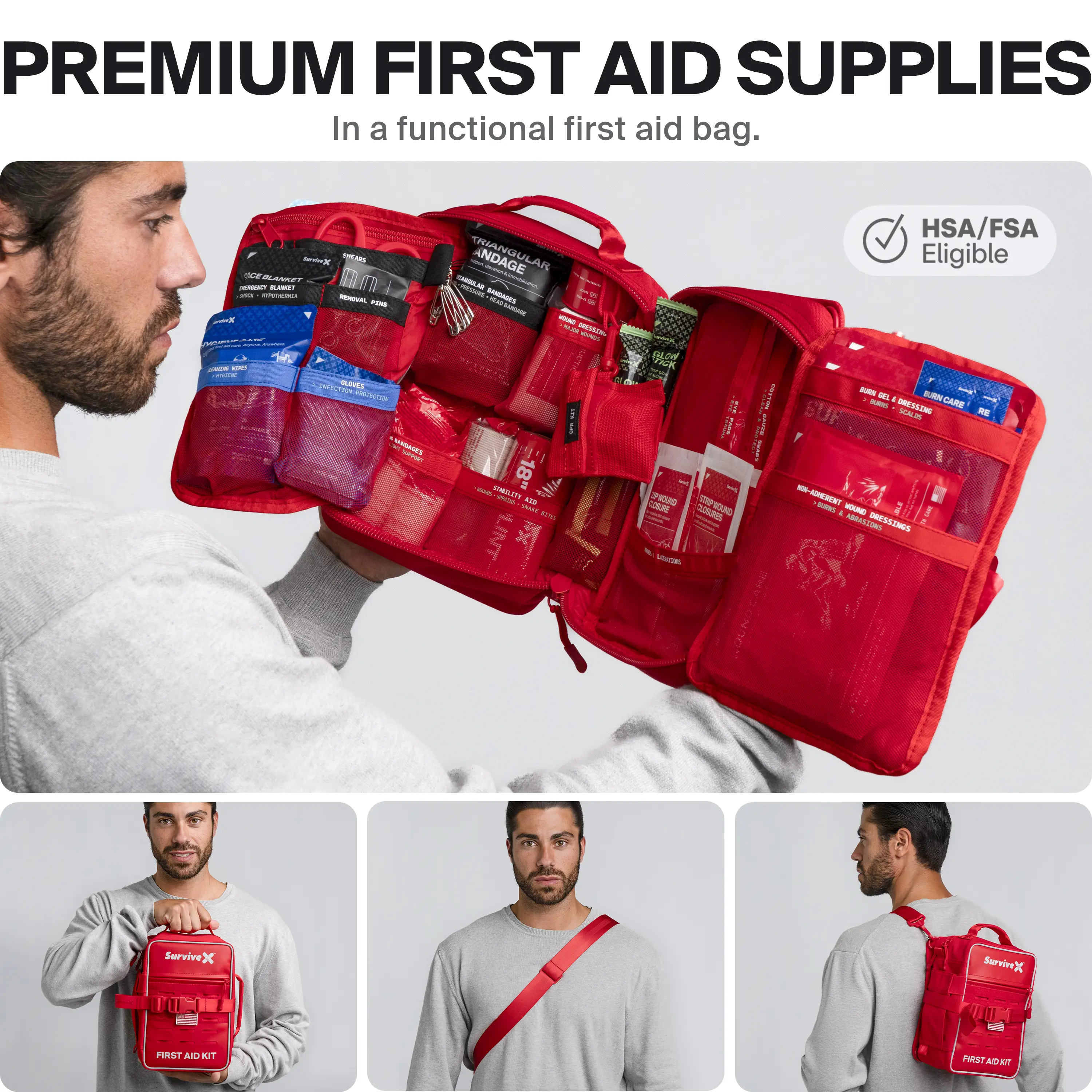 SURVIVEX Large Pro First Aid Kit for Car, Travel & Home