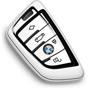 Compatible with BMW Key Fob Cover Silver Protector Car Key Chain Holder Case 230i 330i 430i 440i 530e 530i 540i 740i 745e 750i 840i M2 M235i M240i M3 M340i M4 X1 X2 X3 X4 X5 X6 X7 Accessories