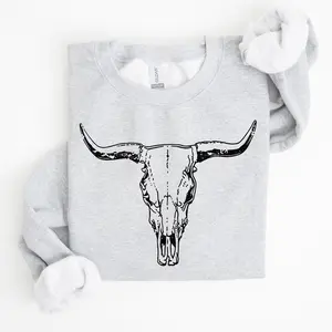 Long Horn, Cow Skull, Rodeo, Cowboy Sweatshirt