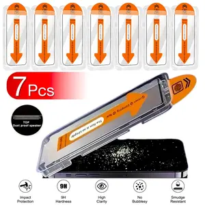 Tempered Glass Screen Protector with One-Click Film Applicator, Full Coverage Edge Protective Anti-fingerprint Screen Protector for iPhone, Computer