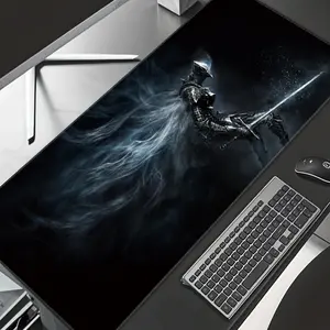Dark Knight Fantasy Mouse Pad Dark Souls Gaming Mouse Pads Silvery Mousepad XXL Rubber Stitched Edges Keyboard Pad Desk Accessories Large Extended Desk Decor For Office
