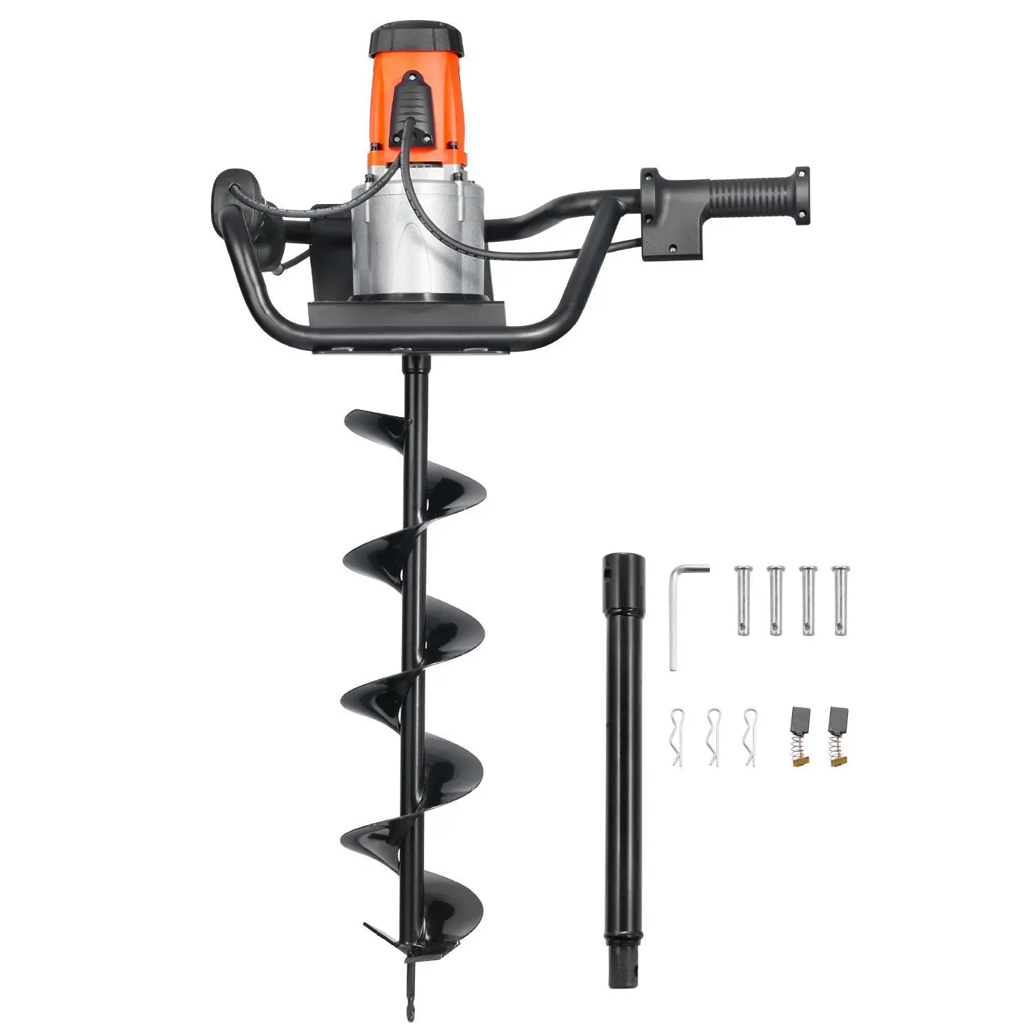【SummerFinds】VEVOR Electric Post Hole Digger,  5.71 in Auger Bit with 1500W Powerful Motor, 140 RPM Alloy Steel Earth Auger Drill Bit with 10.24 in Extension Rod, for Post Hole Digging, Drilling & Tree Planting