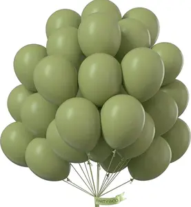 PartyWoo Sage Green Balloons 50 pcs 12 Inch Matte Sage Olive Green Boho Neutral Eucalyptus Latex Helium Balloons for Wedding Baby Shower Gender Reveal Birthday Graduation Party Decorations Green-F11